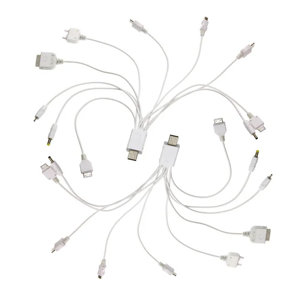 Adaptadores Usb Multi Sobre Fondo Blanco — Foto de Stock