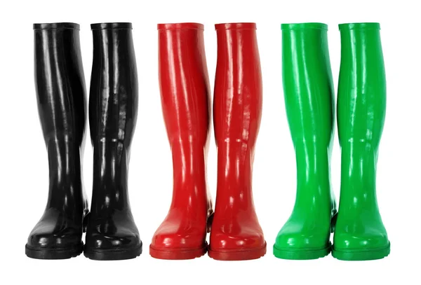 Beyaz Zemin Üzerine Kırmızı Gumboots — Stok fotoğraf