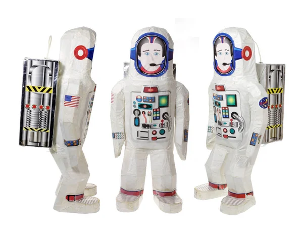 Astronauti Hračky Bílém Pozadí — Stock fotografie