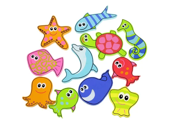 Toy Sea Creatures White Background — Stock Photo, Image