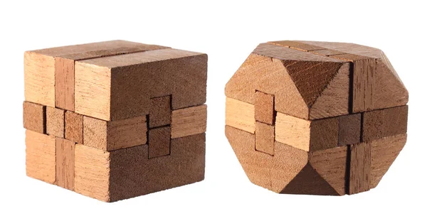 Cubos de quebra-cabeça de madeira — Fotografia de Stock