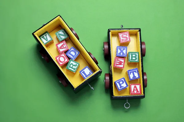 Toy Train with Alphabet Cubes — Stock Photo, Image