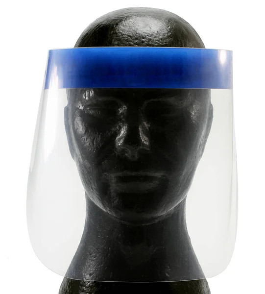 Figurína Obličejovým Štítem Bílém Pozadí — Stock fotografie