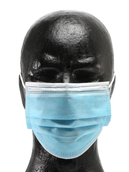 Etalagepop Met Gezichtsmasker Witte Achtergrond — Stockfoto