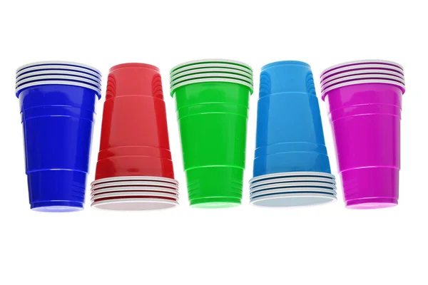 Plastic Cups White Background — Stock Photo, Image