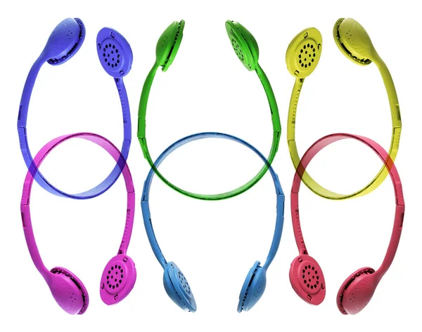 Auriculares Coloridos Sobre Fondo Blanco — Foto de Stock