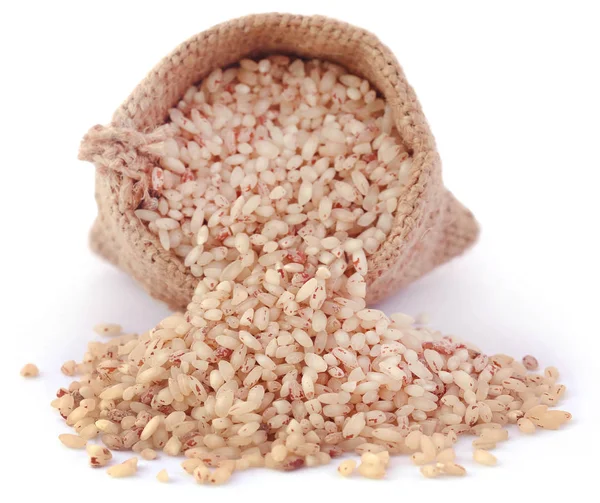 Uncooked Rice Sack Bag White — Stock Photo, Image