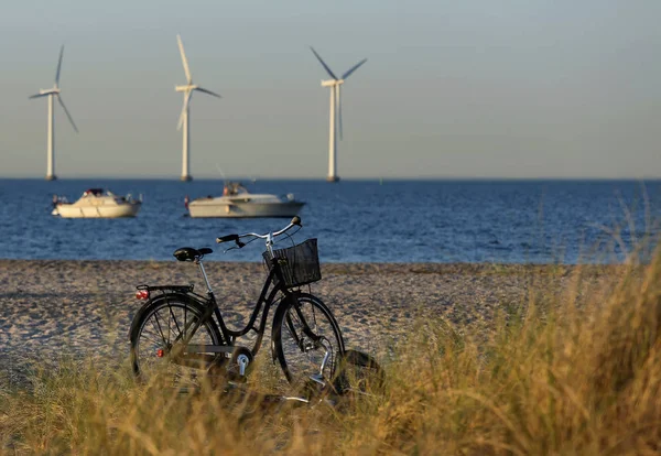 Fiets Aan Zee Amager Strand Denemarken — Stockfoto