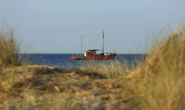 Bateau Pêche Danois Dans Zone Côtière Plage Amager — Photo
