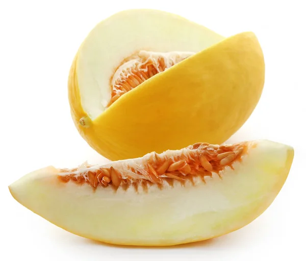 Briljante Honeydew Meloen Witte Achtergrond — Stockfoto