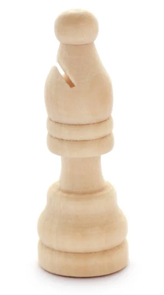 Wooden Chess Bishop White Background — Stock Photo, Image