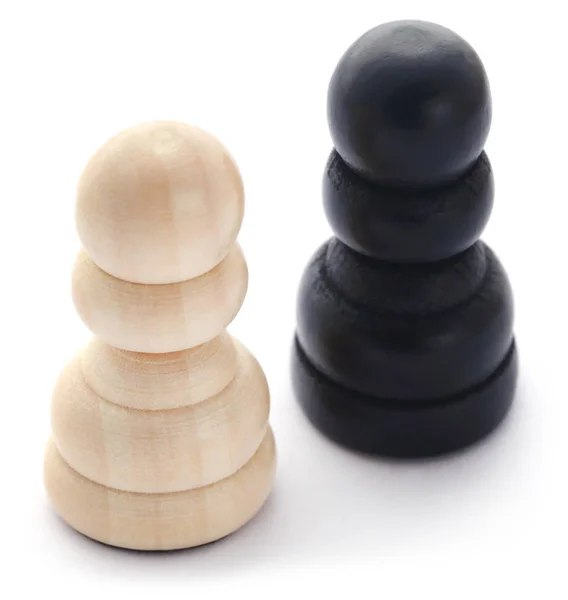 Wooden Pawn Chess Game White Background — Stock Photo, Image
