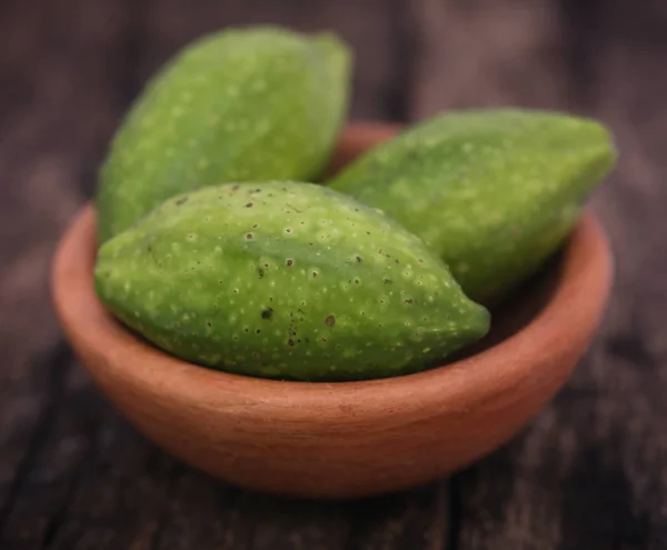 Frutas Haritaki Verdes Usadas Como Hierbas Medicinales Varias Partes Del — Foto de Stock