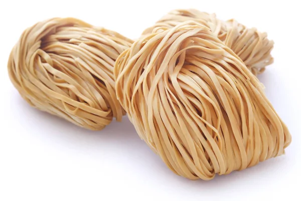 Italiaanse Pasta Gekookt Witte Achtergrond — Stockfoto