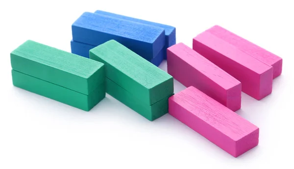 Jenga Game Colorful Wooden Blocks White Background — Stock Photo, Image