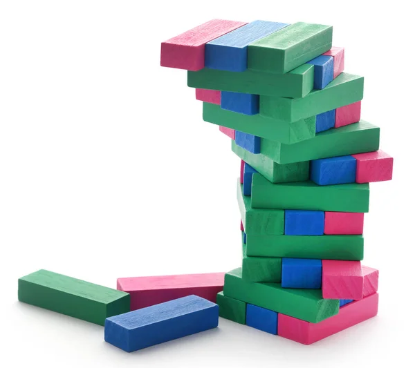 Jenga Building Colorful Wooden Blocks — Stock Photo, Image