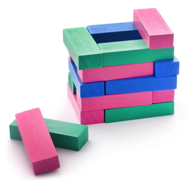 Jenga Building Colorful Wooden Blocks — Stock Photo, Image