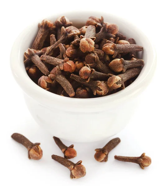 Organic Fresh Cloves Bowl White Background — Stock Photo, Image