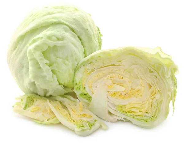 Lechuga Iceberg Rodajas Enteras Sobre Blanco —  Fotos de Stock