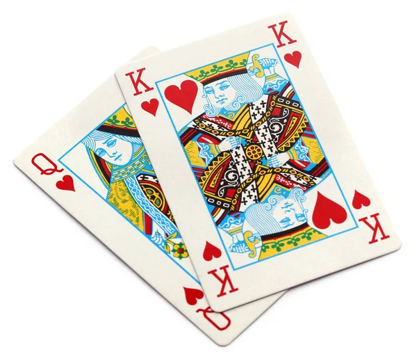 King and queen of hearts over white background