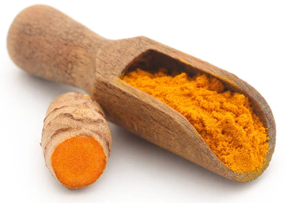 Raw turmeric with powder — Stock Photo, Image