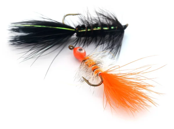 Farklı renklerde balıkçılık sinekler — Stok fotoğraf