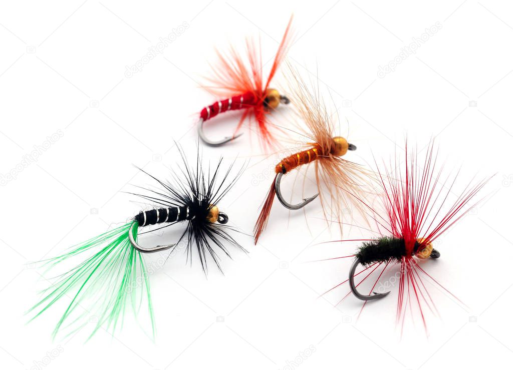 Fishing flies of diffrent colors