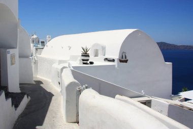 Santorini adasının panoramik manzarası