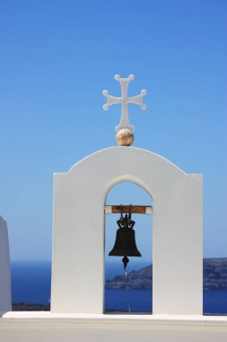 Santorini adasının panoramik manzarası
