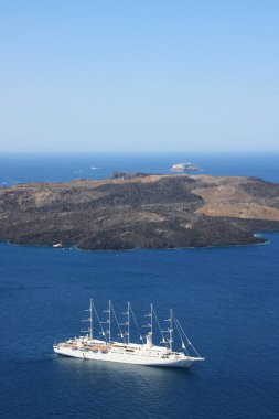 Santorini adasının panoramik manzarası