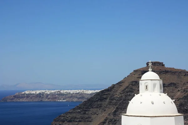 Santorini Adasının Panoramik Manzarası — Stok fotoğraf