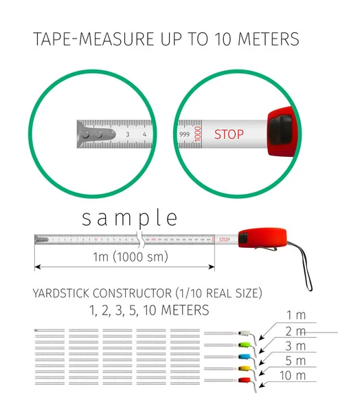 Constructeur de ruban à mesurer jusqu'à 10 mètres — Image vectorielle