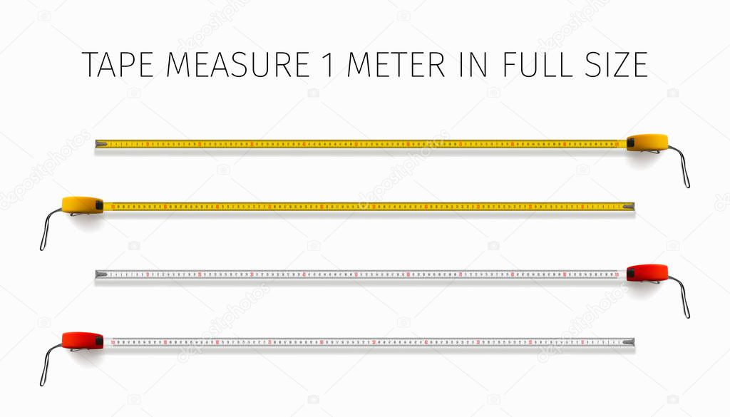 Tape measure. Yellow and red roulette 1 meter in real size