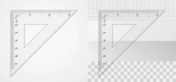 Materiale scolastico. Strumento di misura. righello triangolo 7 cm e 3 pollici — Vettoriale Stock