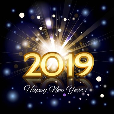 2019 altın sayı mutlu yeni yıl tebrik kartı 
