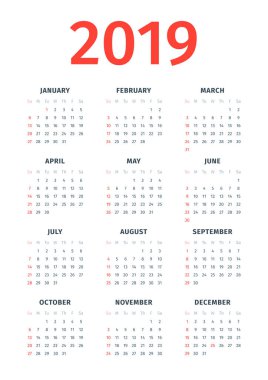 Takvim 2019. Hafta Pazar günü başlar