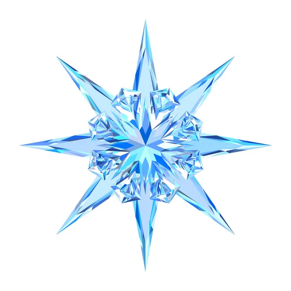 Lindo copo de nieve de hielo azul, estrella — Vector de stock
