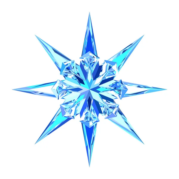 青い氷のかわいいスノーフレーク、スター — ストックベクタ