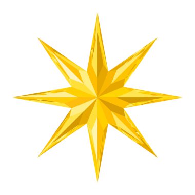 Güzel sekiz köşeli yönlü parlak altın kristal yıldız
