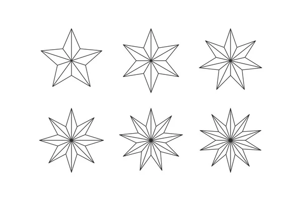 Ensemble d'étoiles à facettes bordées — Image vectorielle