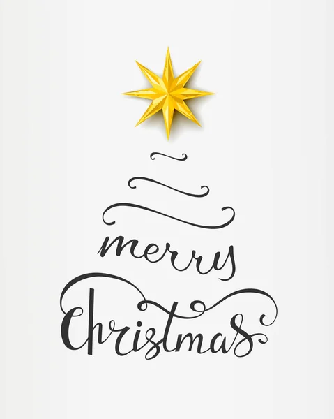 Merry Christmas napis w kształcie drzewa Xmas — Wektor stockowy