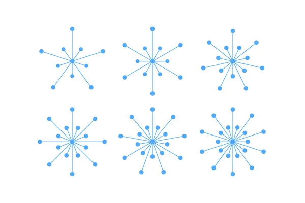 一组蓝线和圆圈的雪花 — 图库矢量图片