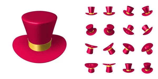 Gorra de mago rojo con cinta de oro — Vector de stock