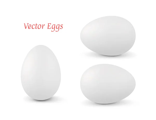 Farklı bir konum ile gerçekçi vektör beyaz 3d yumurta — Stok Vektör