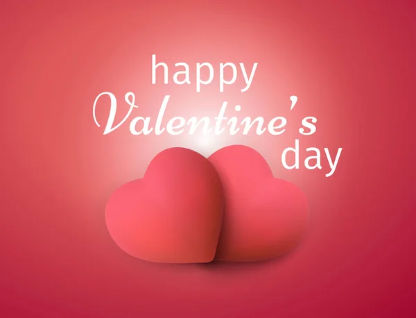 Happy Valentines Day banner. Realistic 3D hearts background — Stock Vector