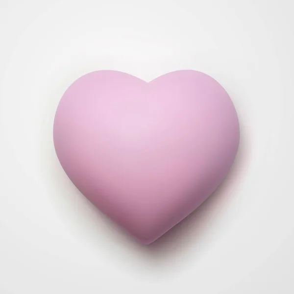 Caricatura volumétrica corazón rosa aislado sobre fondo blanco — Vector de stock