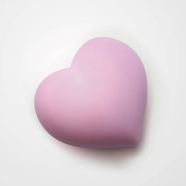 Volumetric cartoon pink heart isolated on white background — Stock Vector