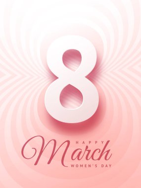 8 Mart tebrik kartı. Tatil şablonu