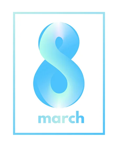 8 de marzo desde la luz delicada forma azul — Vector de stock