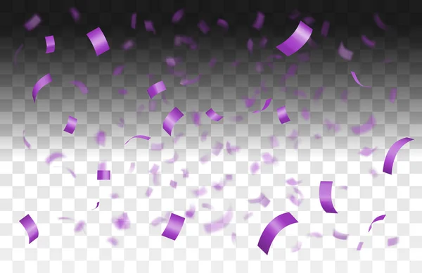 Confetti viola luccicanti cadenti — Vettoriale Stock
